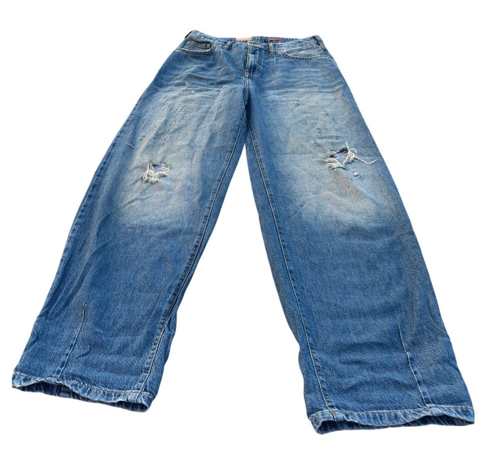 Pilcro The Breaker Relaxed Baggy Distressed Barrel Jeans - Size 27